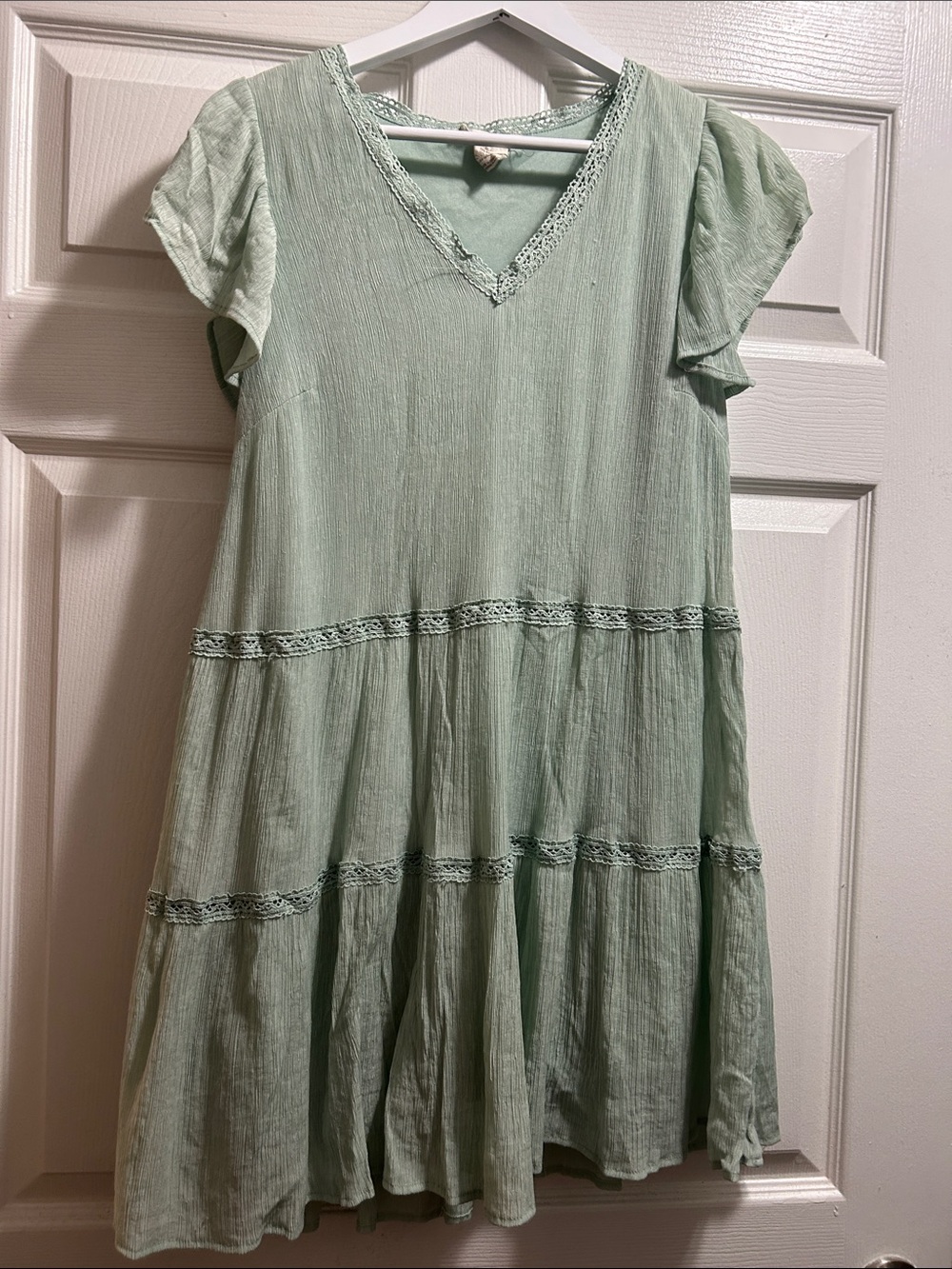 Altar'd State Mint Green Tiered V-Neck Dress